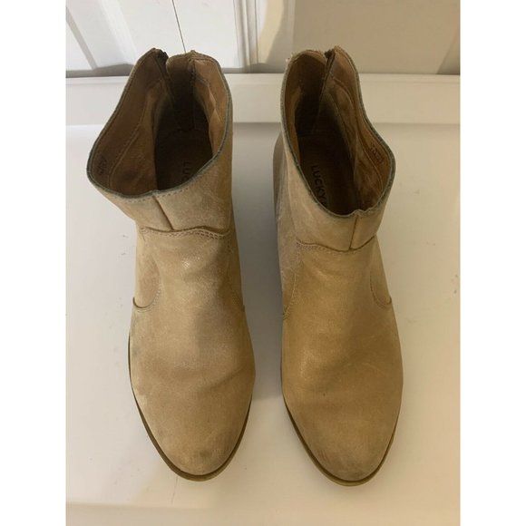 Lucky Brand LP Binus Almond Toe‎ Leather Booties Sz 7M - Picture 1 of 10